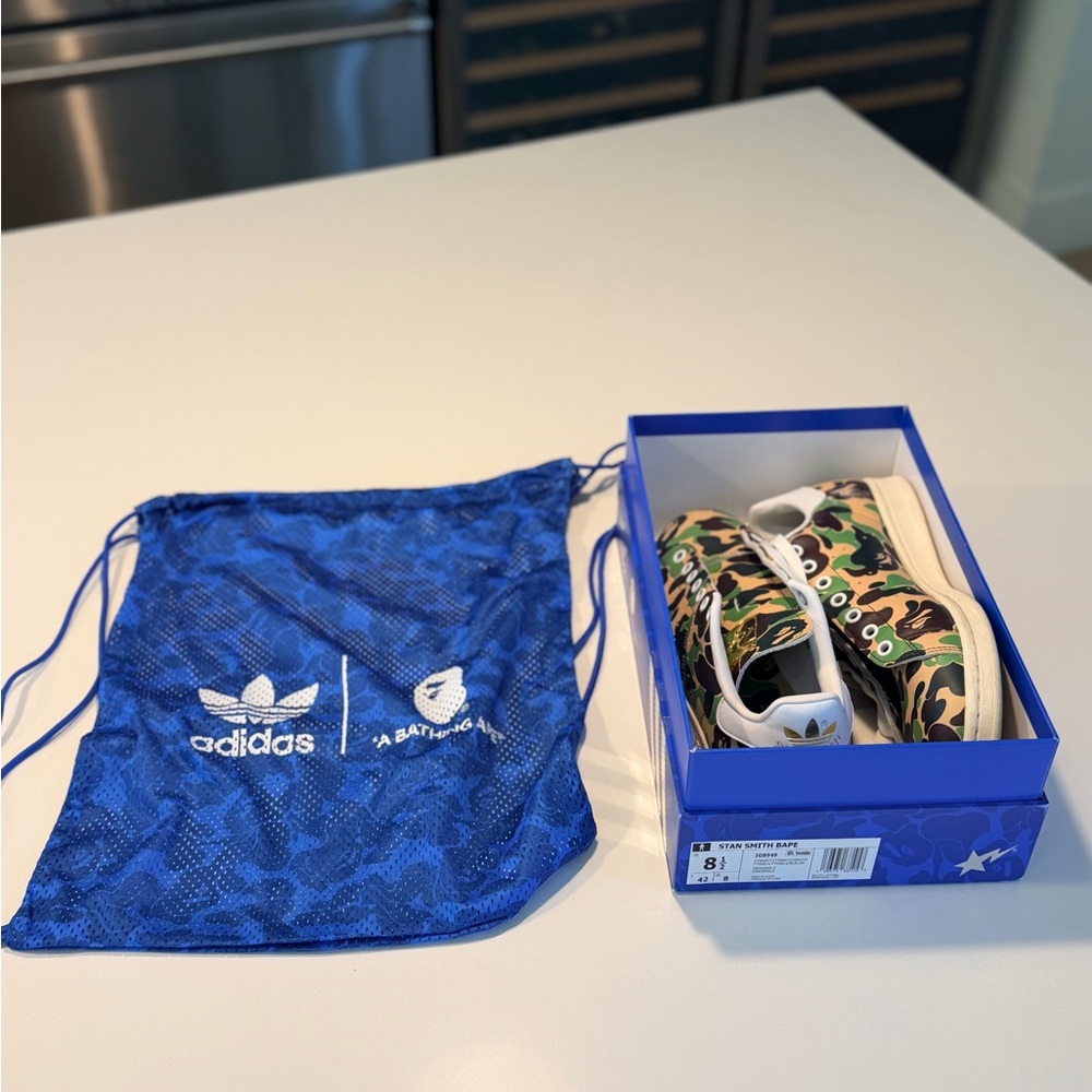 Adidas BAPE Camouflage Stan Smith Sneakers with box, mesh drawstring bag - Picture 10 of 11
